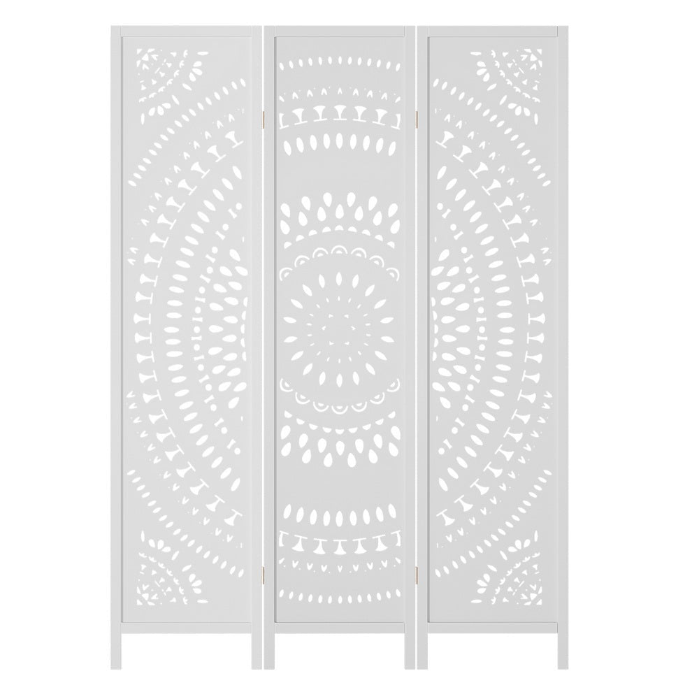 Artiss 3 Panel Room Divider Screen 132x170cm Circle White - UrbanNest Co