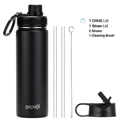 DRINCO® 22oz Stainless Steel Sport Water Bottle - Black - UrbanNest Co