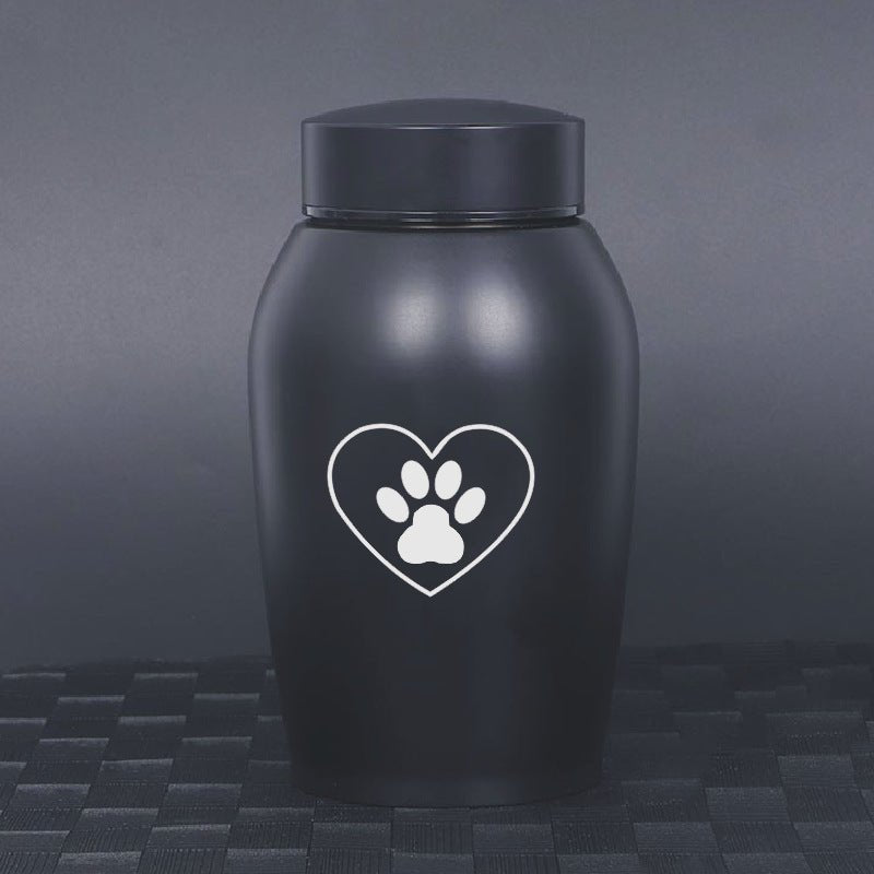 Stainless Steel Pet Memorial Urn: Black Portable & Moisture - Proof Ash Keepsake Designed for Small Pets - UrbanNest Co