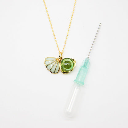 Green Shell Murano Aroma Necklace - Electric Lime | Energy & Healing | Diffuse on the go | 925 Silver - UrbanNest Co
