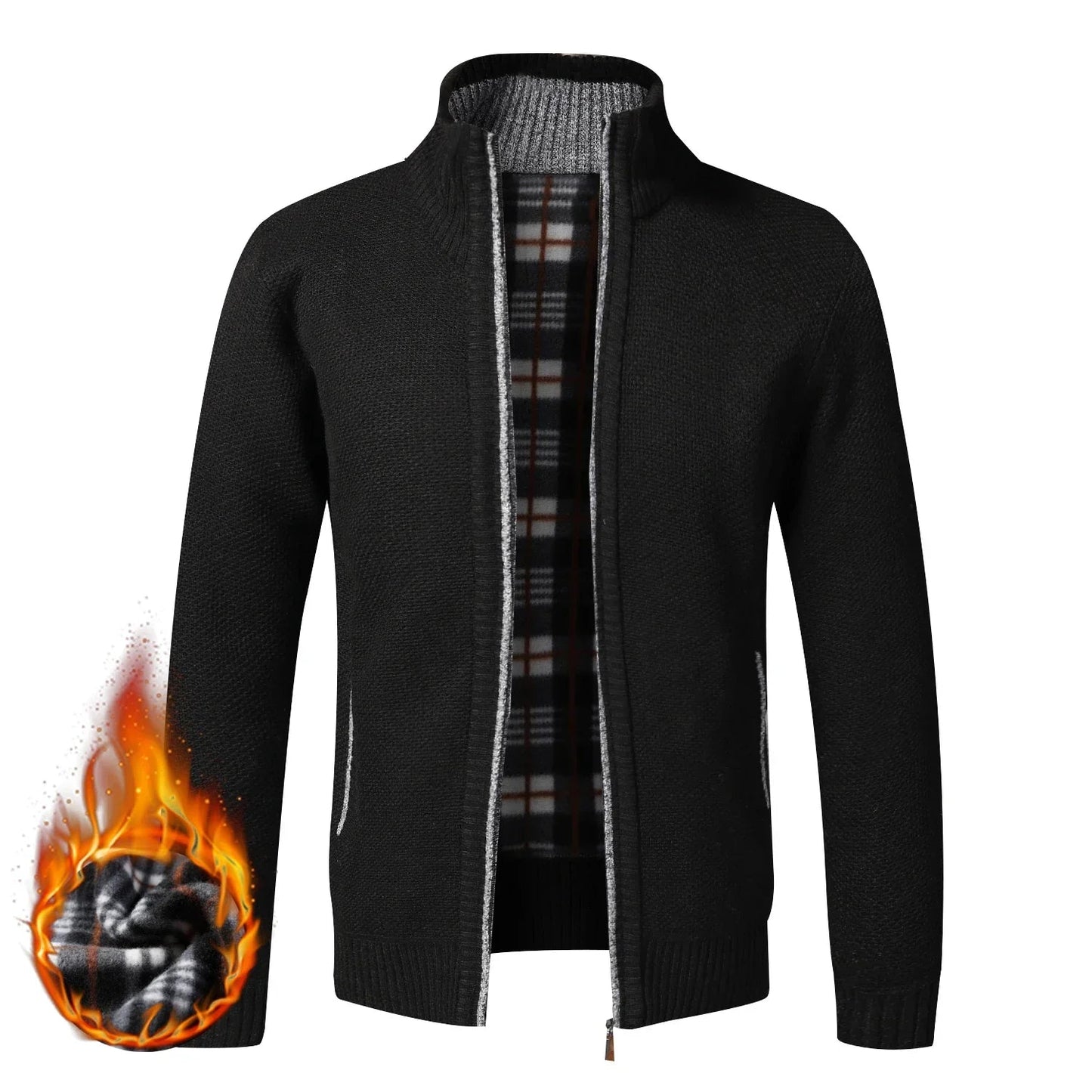 Men's Fleece Zip Cardigan Jacket Slim Fit Knit - UrbanNest Co
