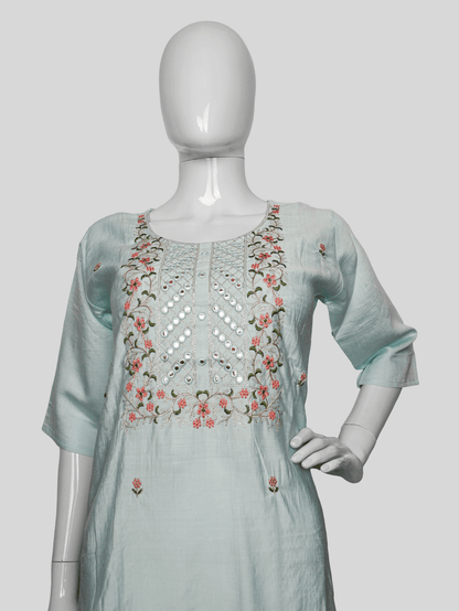 Cotton Kurti with Beautifully Embroidered Neckline - UrbanNest Co