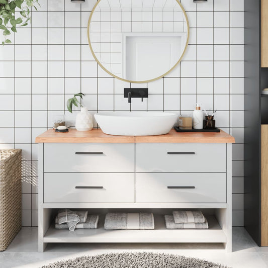 NNEVL Bathroom Countertop Light Brown 140x60x4 cm Treated Solid Wood - UrbanNest Co