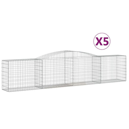 NNEVL Arched Gabion Baskets 5 pcs 400x50x80/100 cm Galvanised Iron - UrbanNest Co