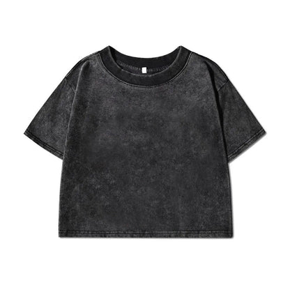 Short women's vintage washed snowflake pure cotton short - sleeve T-shirt - UrbanNest Co