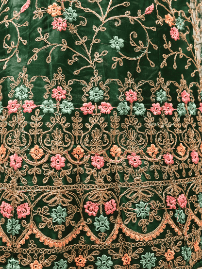 Semi - Stitched Lehenga with Embroidery & Zari Thread Work by Shreekama - UrbanNest Co