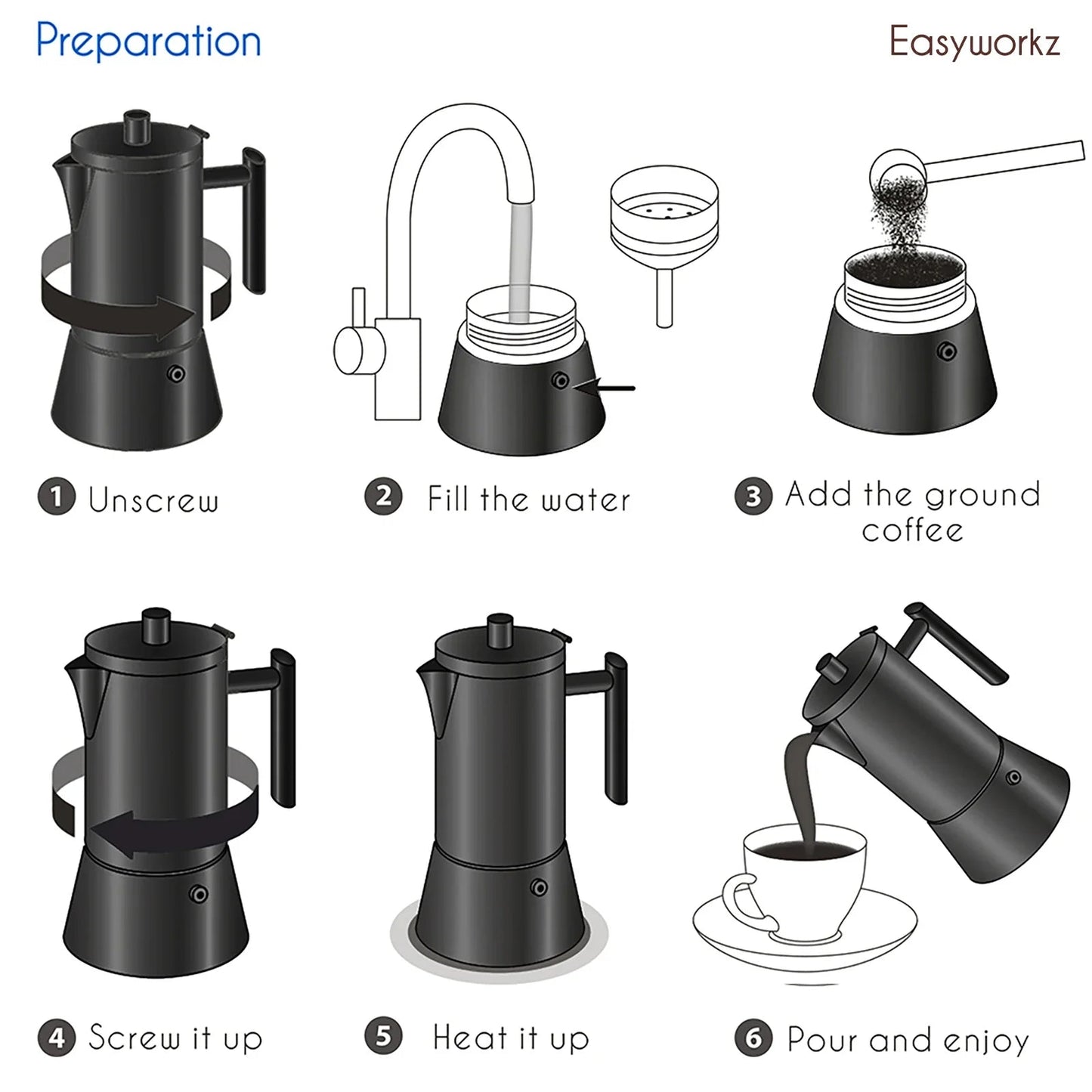 Easyworkz Stovetop Espresso Maker Stainless Steel Italian Coffee Pot - UrbanNest Co