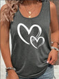 Hearts Print Crew Neck Tank Top, Casual Sleeveless Tank Top For - UrbanNest Co