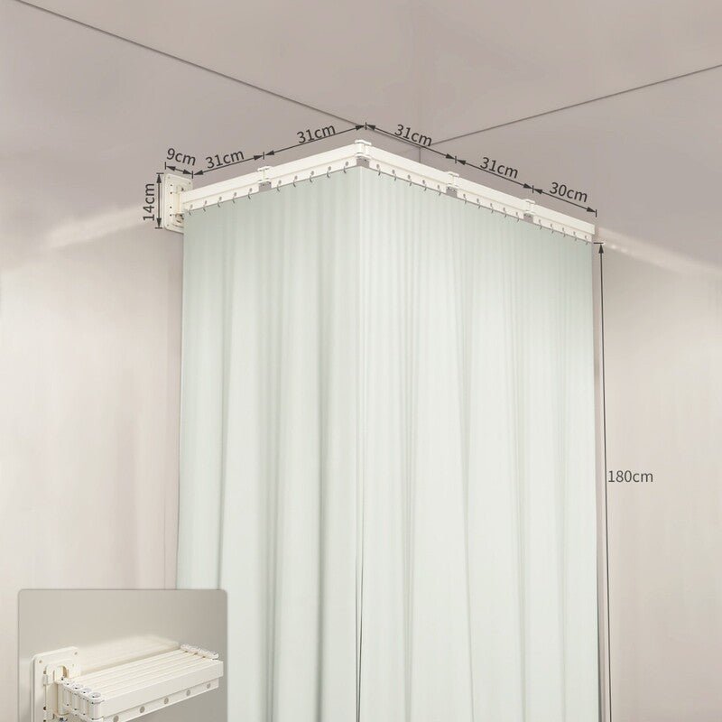 Foldable Shower Curtain Set, Invisible Waterproof Polyester Shower Divider, Retractable for Wet & Dry Zone Separation. - UrbanNest Co