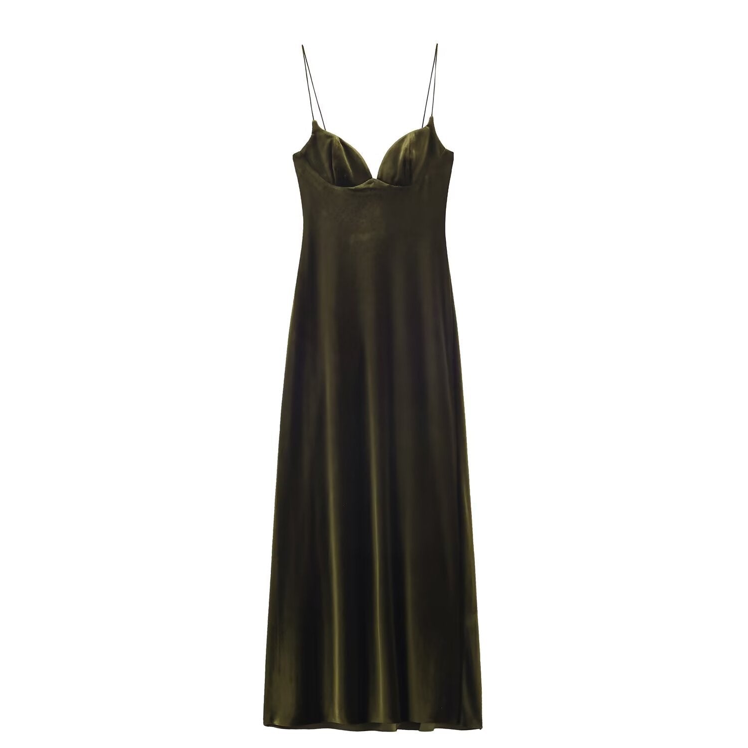 Simple solid color suspender velvet dress - UrbanNest Co