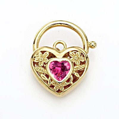 18ct Heavy Yellow Gold Plated Pink Filigree Heart Locket - USA Made - UrbanNest Co