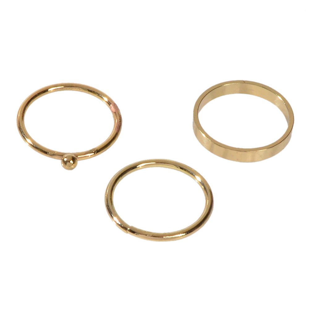 Stackable 3 pcs Gold Metal Minimalist Finger Ring set Multiple Rings Bulk Pack - UrbanNest Co