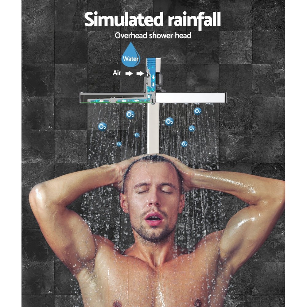 NNEDSZ WElS 8 Rain Shower Head Taps Square High Pressure Wall Arm DIY Chrome - UrbanNest Co