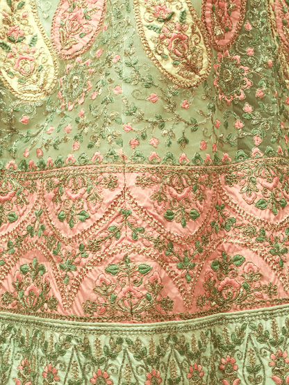 Semi - Stitched Lehenga with Embroidery & Zari Thread Work by Shreekama - UrbanNest Co