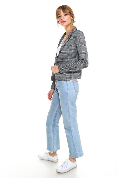 Classic Plaid Fitted Blazer - UrbanNest Co