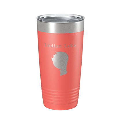 Indian Lake Map Tumbler Travel Mug Insulated Laser Engraved Coffee Cup Silver Creek Township Michigan 20 oz - UrbanNest Co