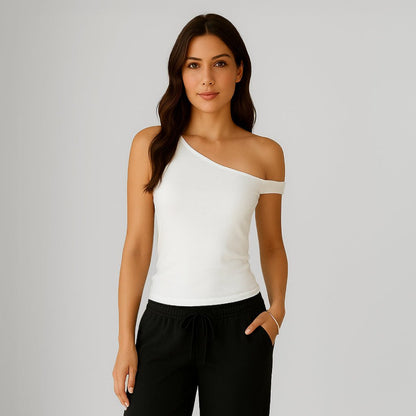 0896 - Women's One Shoulder Asymmetrical Tank - UrbanNest Co