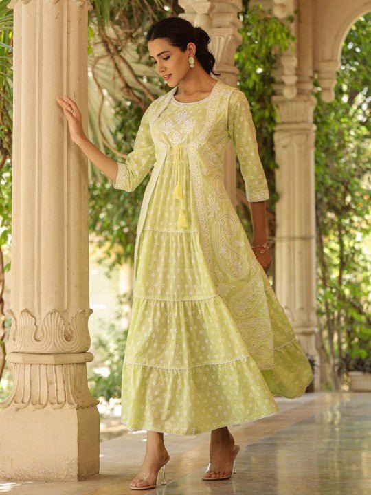 Women's Fit & Flare Maxi Dress with Ethnic Motif Embroidery - UrbanNest Co