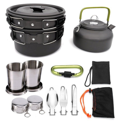 2 - 3 person Camping Cooking Ware Sets Pots Pans Picnic - UrbanNest Co
