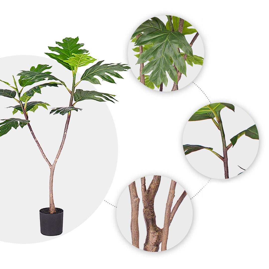 SOGA 4X 90cm Artificial Natural Green Split - Leaf Philodendron Tree Fake Tropical Indoor Plant Home Office Decor - UrbanNest Co