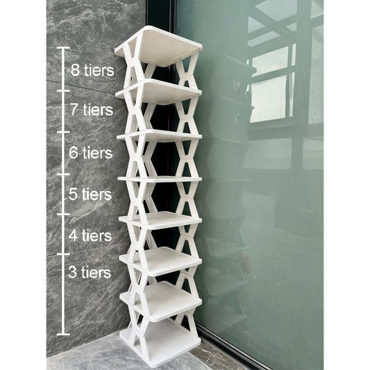 Stackable Plastic Shoe Rack, Vertical Dustproof Shoe Organizer, Sturdy Shoe Storage for Entryway - UrbanNest Co