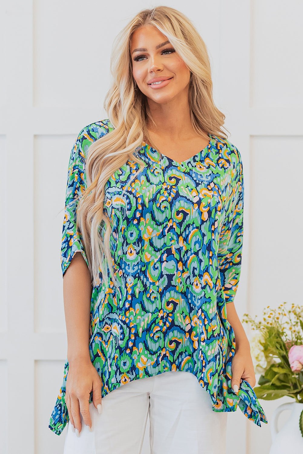 Madeleine Abstract Loose Fit Tunic Blouse - UrbanNest Co