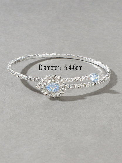 Perfect Wedding Engagement Jewellery Full Zirconia Decor Silver Bangle Bracelet - UrbanNest Co