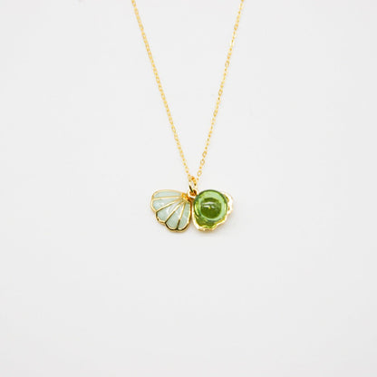 Green Shell Murano Aroma Necklace - Electric Lime | Energy & Healing | Diffuse on the go | 925 Silver - UrbanNest Co