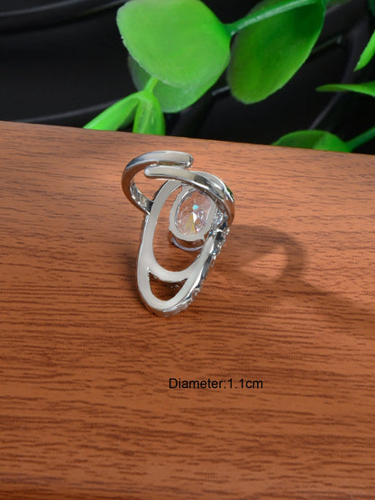 Silver Plated Diamond Accent Nail Ring - Elegant and Stylish Accessory! - UrbanNest Co