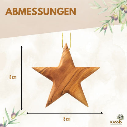 Stern Anhänger aus Olivenholz (8 cm) | Baumschmuck & stilvolle Weihnachtsdeko - UrbanNest Co