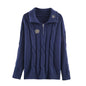 Loose polo shirt embroidered knit top for women's clothing - UrbanNest Co