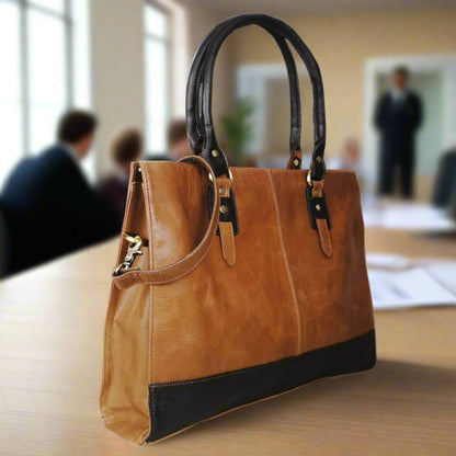 The Signature 17" Leather Laptop Bag, Copper - UrbanNest Co
