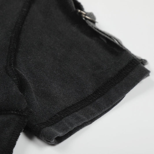 Short Sleeve T-Shirt Metal Ring Webbing Design, Fitted Crop Top with Sexy Look - UrbanNest Co