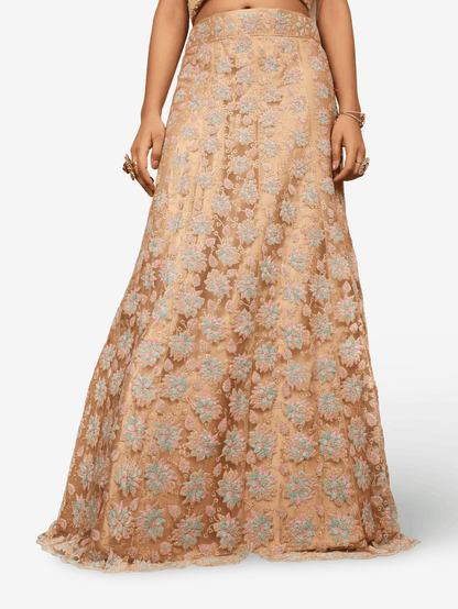 Semi - Stitched Lehenga with Soft Net Fabric & Multi beads work by Shreekama - UrbanNest Co