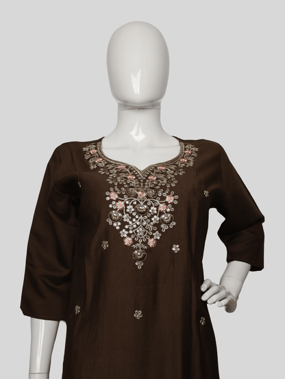 Cotton Kurti with Beautifully Embroidered Neckline - UrbanNest Co