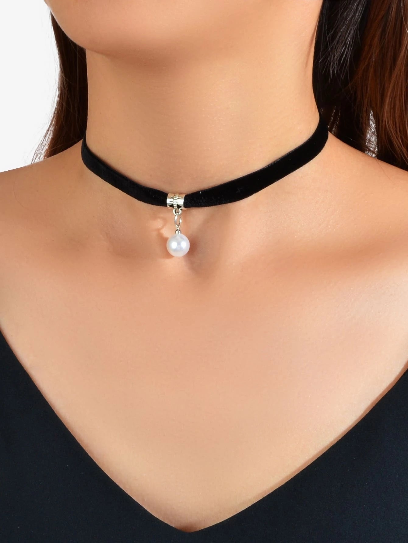 Black Velvet Pearl Decoration Charm Gothic 90s Tattoo Choker Punk Retro Necklace - UrbanNest Co