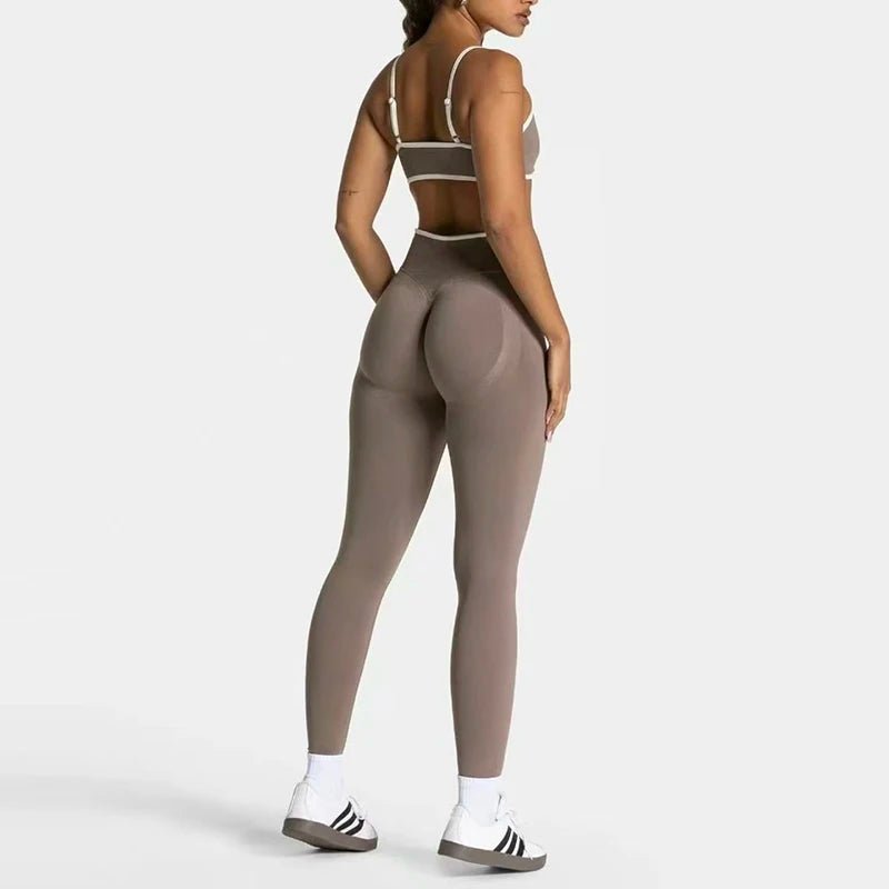 2PCS High Waisted Sports Bra Set with Contrasting Small Suspender - UrbanNest Co