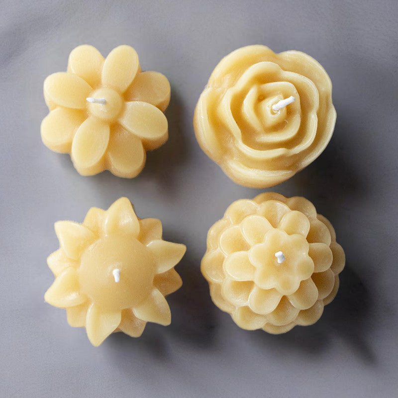 Beeswax Tea Light Candles | Flowers | Box of 4 - UrbanNest Co