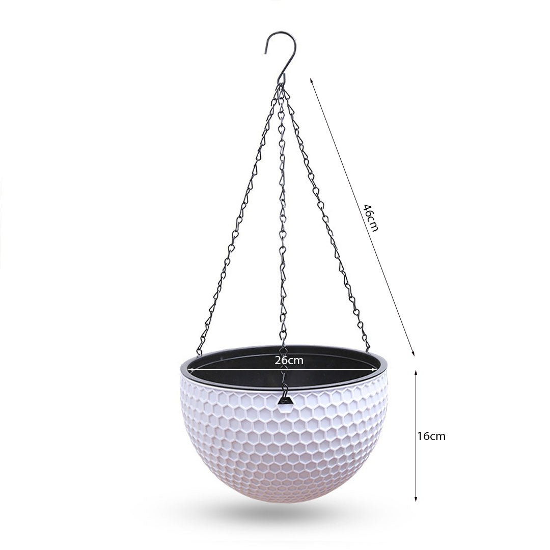 SOGA 2X White Large Hanging Resin Flower Pot Self Watering Basket Planter - UrbanNest Co