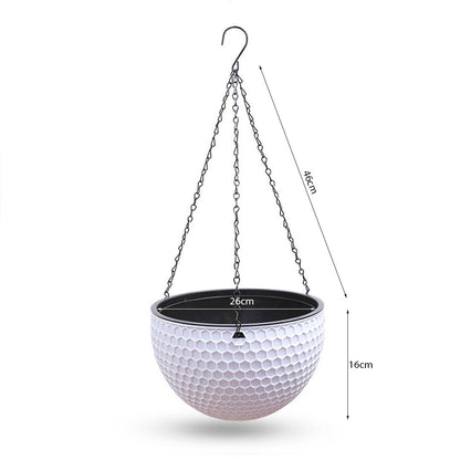 SOGA 2X White Large Hanging Resin Flower Pot Self Watering Basket Planter - UrbanNest Co