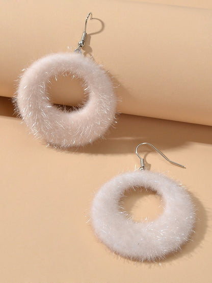 Unique Designer White Circle Big Chunky Dangle Earrings for Women Party Holiday - UrbanNest Co