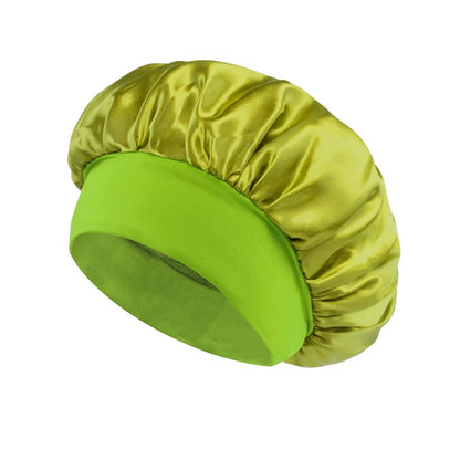 Solid Color Bath Cap Adult Fashion Satin Wide Brim Sleep Cap for Women Chemotherapy Hair Care - UrbanNest Co