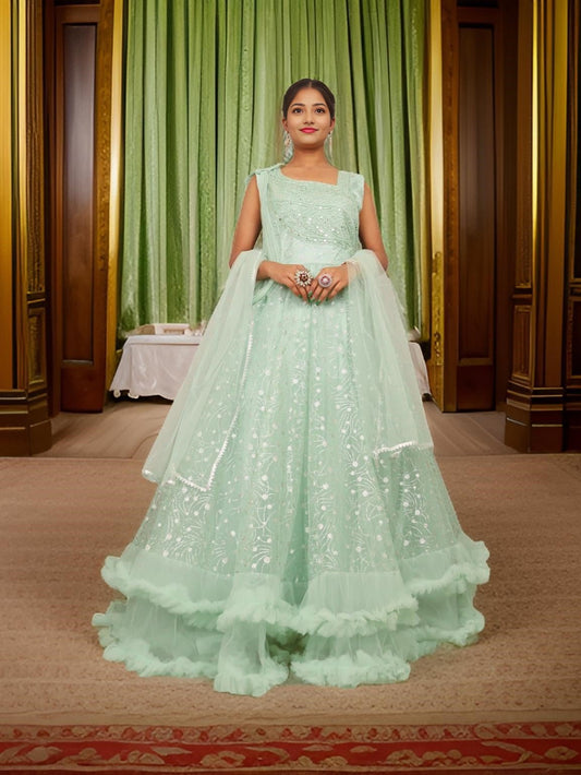 Gown with Mirror & Cut Dana Work by Shreekama - UrbanNest Co