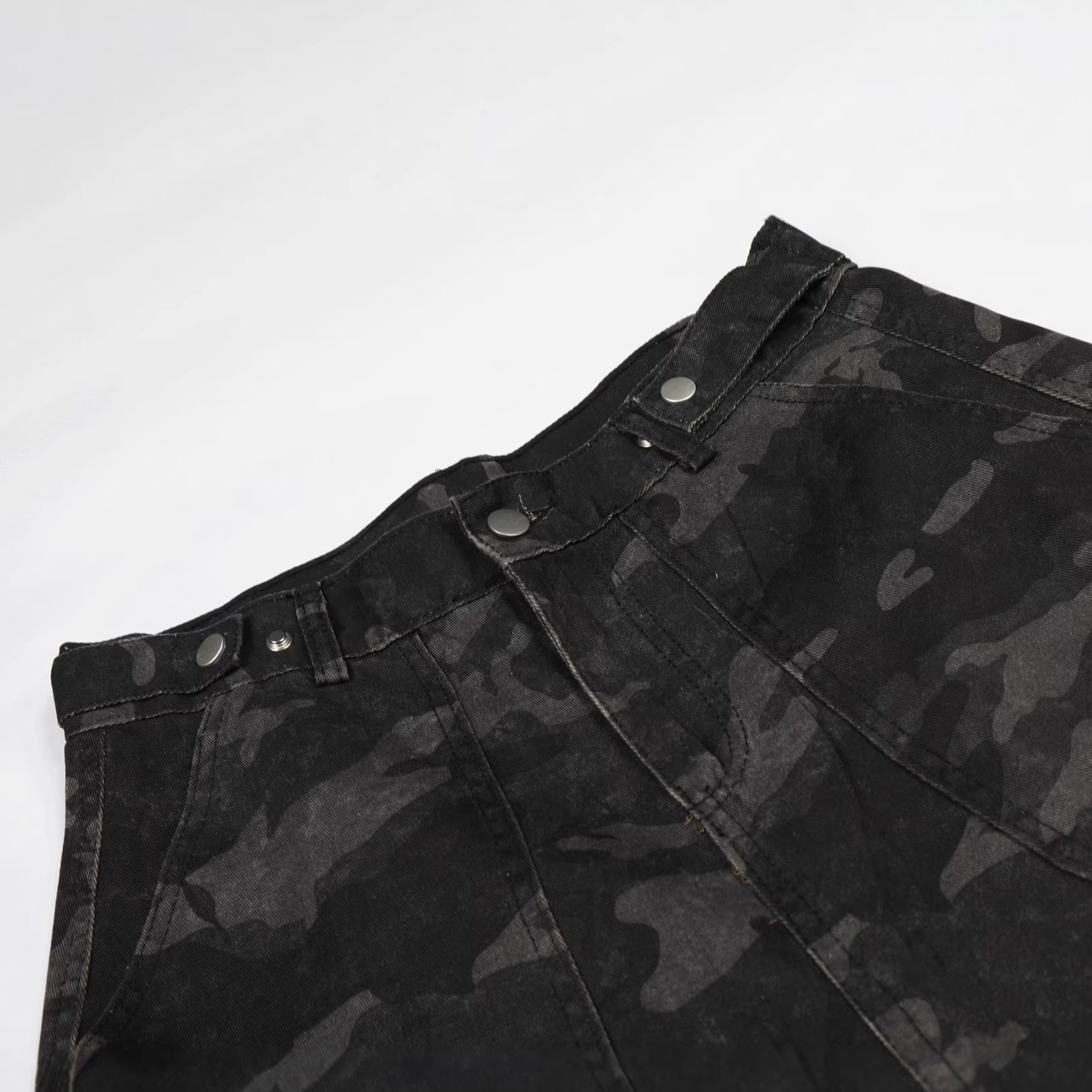 Jia Yiku 2026 American High Street camouflage workwear denim capri Pants RO Trendy Loose wide - leg midpants - UrbanNest Co