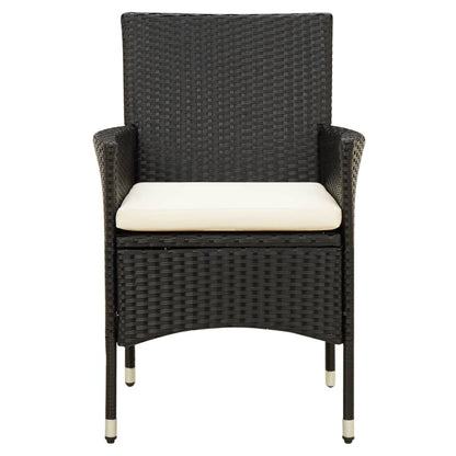 NNEVL 7 Piece Outdoor Dining Set with Cushions Poly Rattan Black - UrbanNest Co
