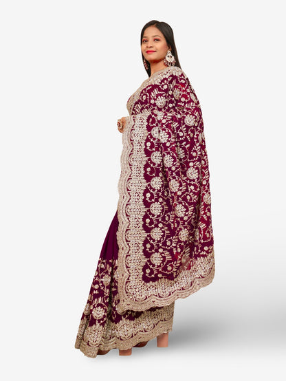 Designer Saree with Embroidery & Heavy Zari Thread Work by Shreekama - UrbanNest Co
