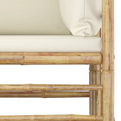 NNEVL 5 Piece Garden Lounge Set with Cream White Cushions Bamboo - UrbanNest Co