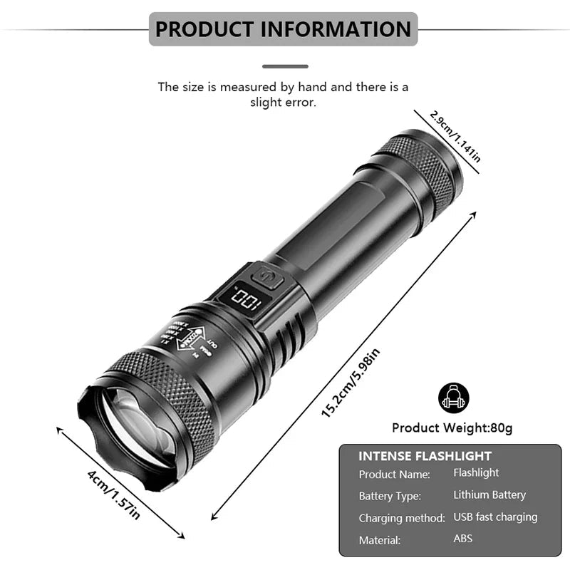 Ultra Bright P50 LED Flashlight Tactical EDC Zoomable Handheld Torch Emergency Spotlight 14500 18650 Battery - UrbanNest Co
