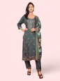 Rayon - Cotton Embroidered Straight Kurti with Pant and Dupatta - UrbanNest Co