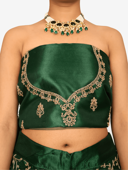 Semi - Stitched Lehenga with Embroidery & Zari Thread Work by Shreekama - UrbanNest Co